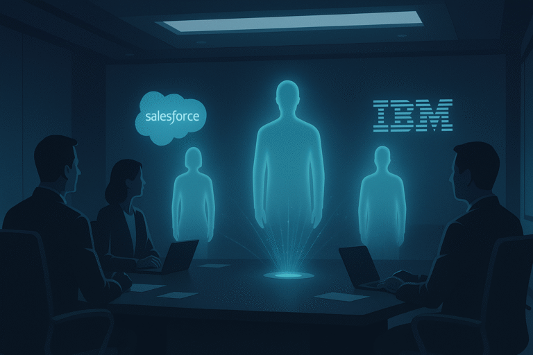 Holographic AI agents in boardroom