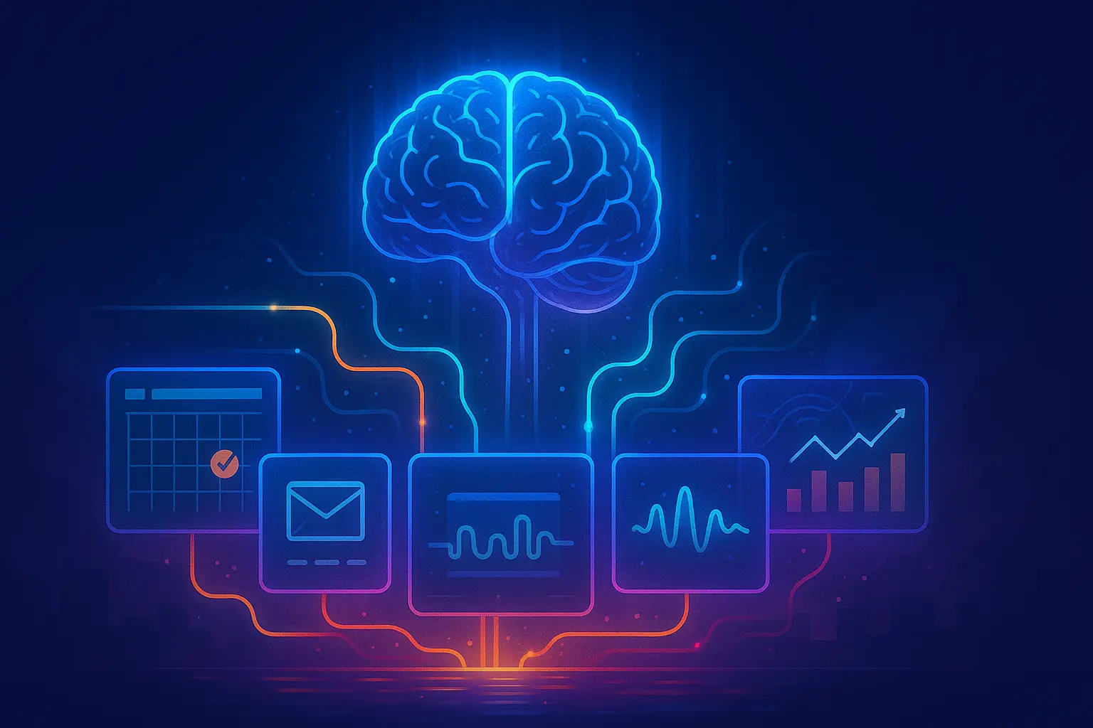 Visual contrast between traditional automation flow and modern AI agent systems
