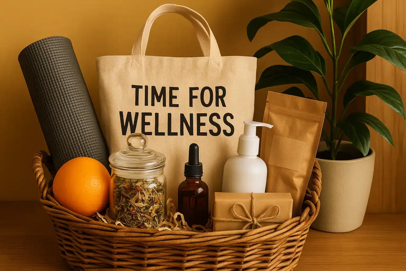 Wellness basket with healing tools