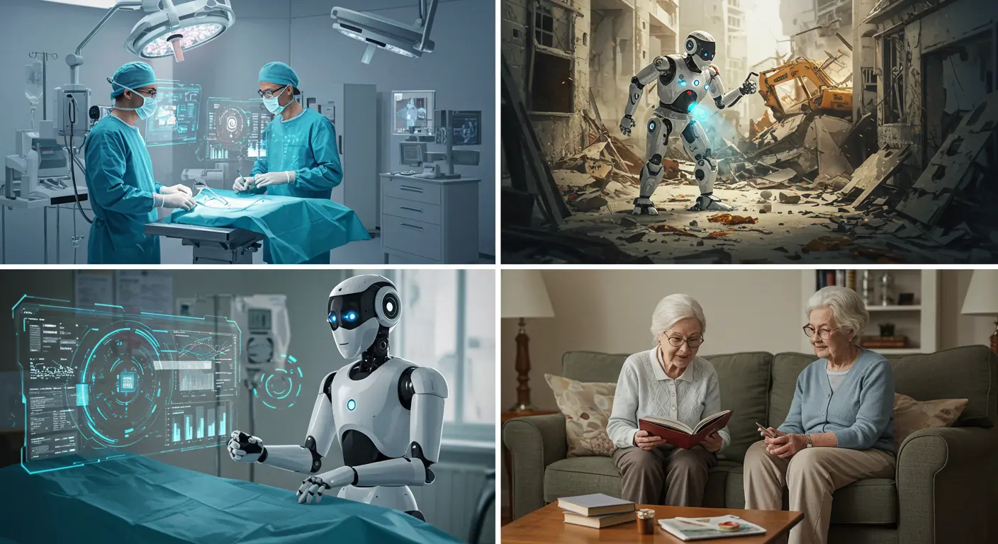 Visualization of an Embodied AI robot's learning process, including language understanding, action generation, simulation, and reinforcement learning.
